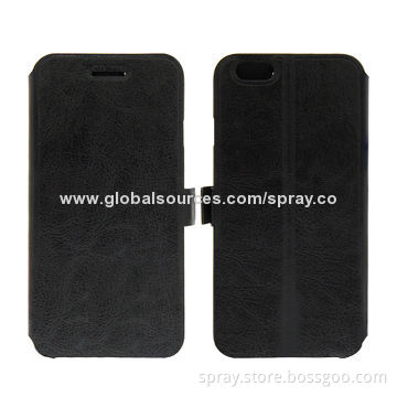 Black Leather Folio Stand Cases for iPhone, Interior TPU/PC Holder with Magnetic Closure